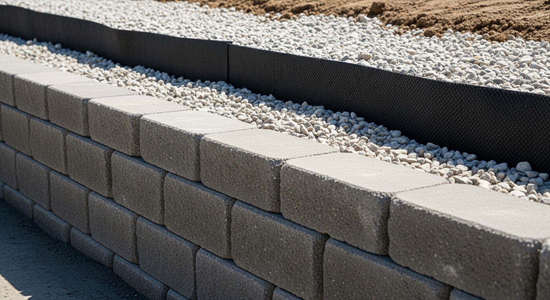 Wall construction detail showing drainage system
