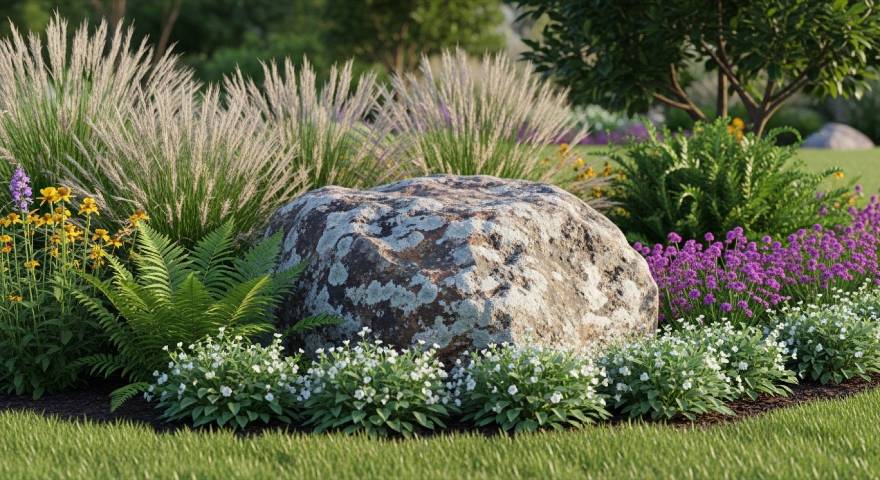 Statement specimen boulder in garden